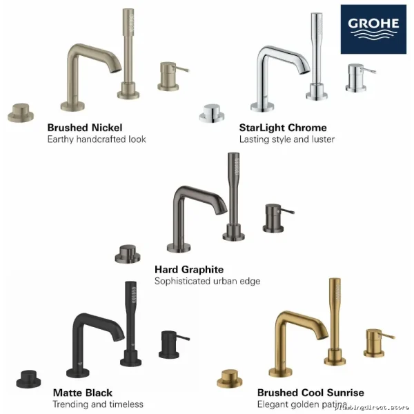 Grohe Essence Chrome Tub & Shower Faucet - 4-Hole Deck Mount - Image 2