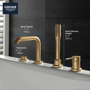 Grohe Essence Chrome Tub & Shower Faucet - 4-Hole Deck Mount