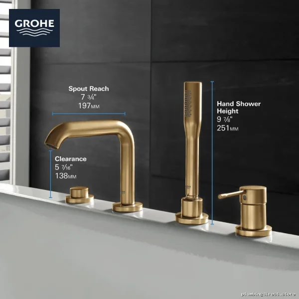 Grohe Essence Chrome Tub & Shower Faucet - 4-Hole Deck Mount