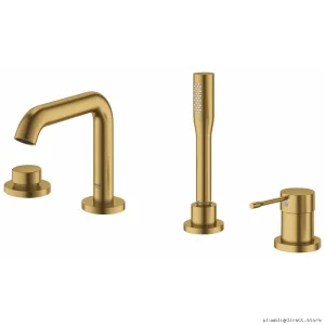 Grohe Essence Deck Mount Tub Faucet with Hand Shower | Grohe brushed cool sunrise finish | Grohe tub faucet | Grohe deck mount | Grohe shower faucet