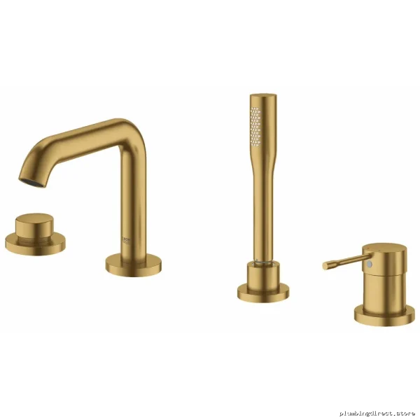 Grohe Essence Deck Mount Tub Faucet with Hand Shower | Grohe brushed cool sunrise finish | Grohe tub faucet | Grohe deck mount | Grohe shower faucet