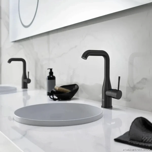 Sleek Grohe Essence Matte Black Bathroom Faucet - Image 2