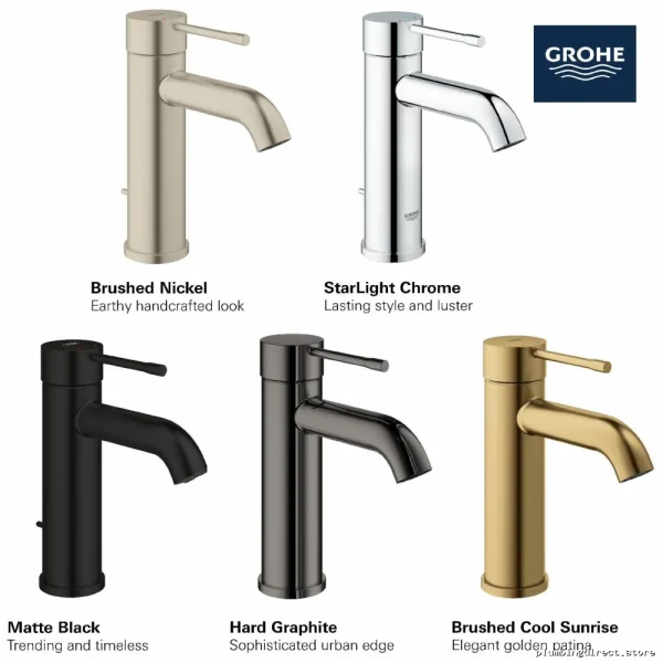 Grohe 23592A0A Essence Modern Single-Hole Compact Bathroom Faucet with Matte Graphite Finish