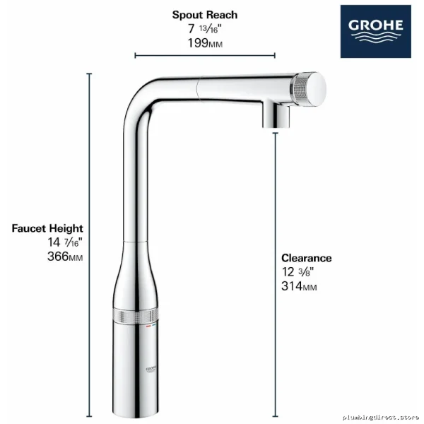 Essence SmartControl Kitchen Faucet w/ Pullout Spray - Grohe Chrome 31616000