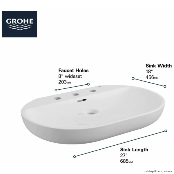 Essence Wide-Range Wall Mount Bathroom Sink - Alpine White 39668000 Grohe