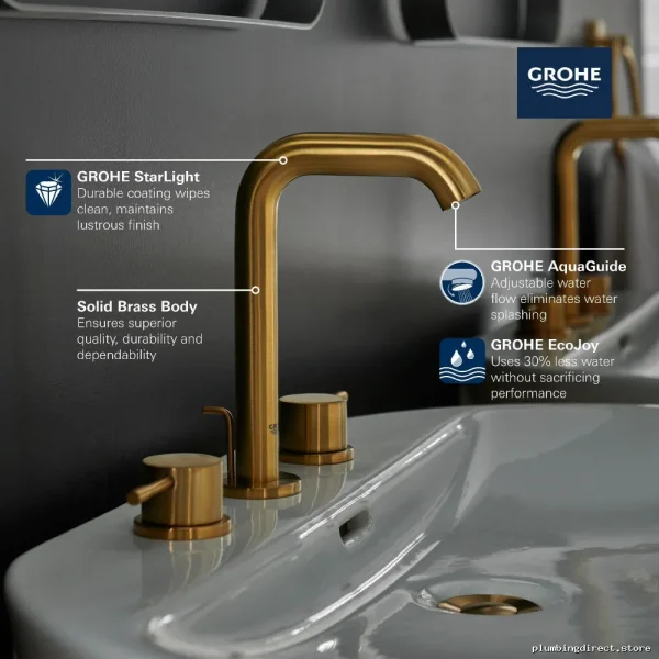 Grohe Essence Widespread Bathroom Faucet - Brushed Cool Sunrise Finish - Image 2