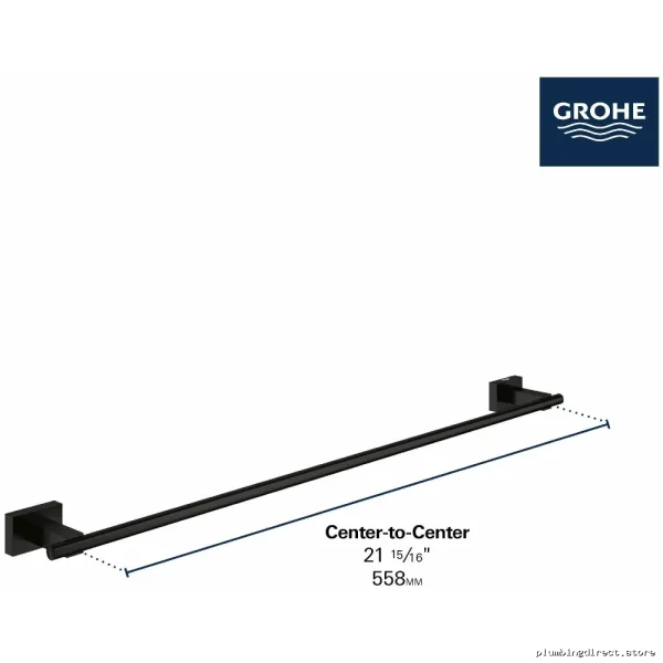 Grohe Essentials Cube 24 Inch Chrome Wall Towel Bar - Image 3
