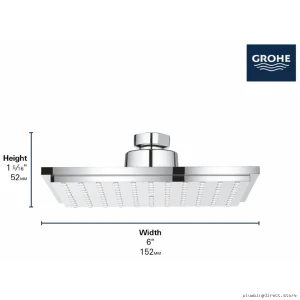 Grohe-Euphoria-Cube-One-Touch-Showerhead-Fixed-Spray-BRUSHED-NICKEL