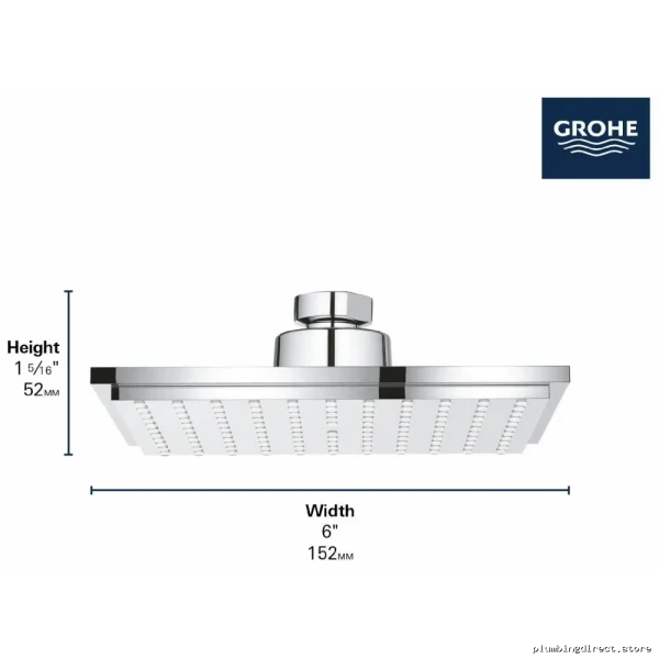 Grohe-Euphoria-Cube-One-Touch-Showerhead-Fixed-Spray-BRUSHED-NICKEL