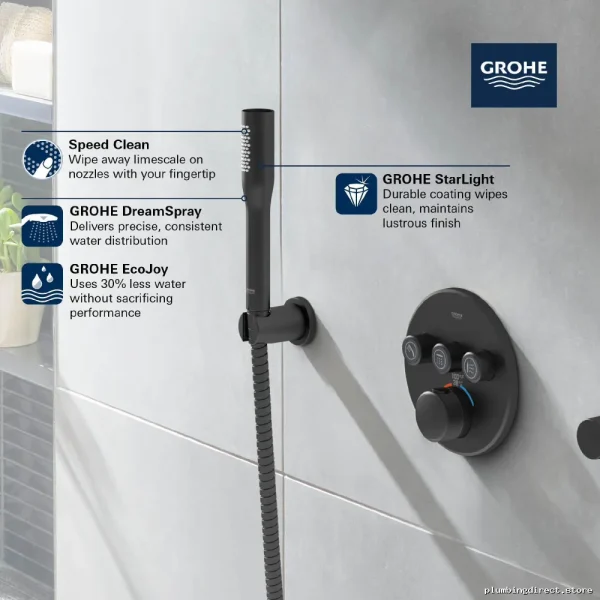 Grohe Euphoria Matte Black Handheld Showerhead 1-Spray Function - Image 2