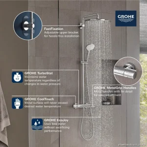 Grohe Euphoria Thermostatic Shower System Brushed Nickel 310 Cooltouch