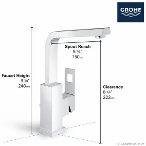 Grohe Eurocube Centerset Faucet in Brushed Nickel for Bathroom - 23184ENA