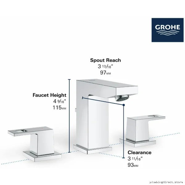 Grohe Eurocube Widespread Chrome Bath Faucet - Model #2... - Image 3