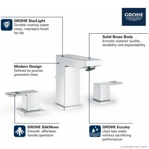Grohe Eurocube Widespread Chrome Bath Faucet - Model #2...