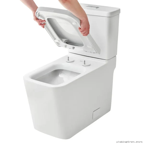 Grohe Eurocube Modern Tall Elongated Toilet & Seat in Alpine White - Image 3