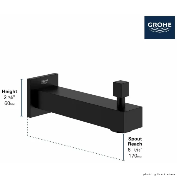 Grohe Eurocube Tub Spout with Diverter | Brushed Nickel 13307EN0