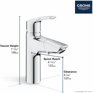 Grohe Chrome Single Handle Bathroom Sink Faucet Eurosmart 23991003