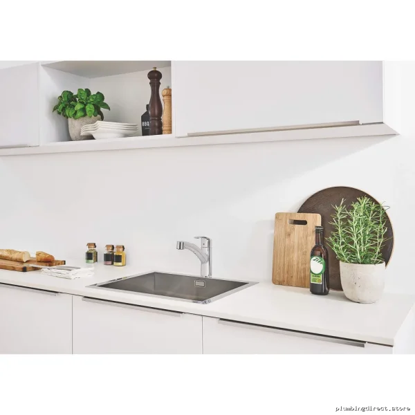 Grohe Eurosmart Chrome Pullout Spray Kitchen Faucet - Modern & Durable Design