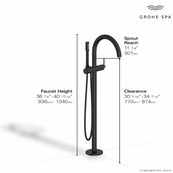 Freestanding Tub Faucet & Shower Trim - Chrome Finish Grohe Model 24368000 - Image 2