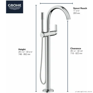 Freestanding Tub Faucet Trim w/ Hand Shower - Chrome Finish Grohe 29302000