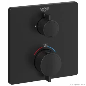 Grohe Geotherm Matte Black Thermostatic Valve Trim with Integrated Diverter