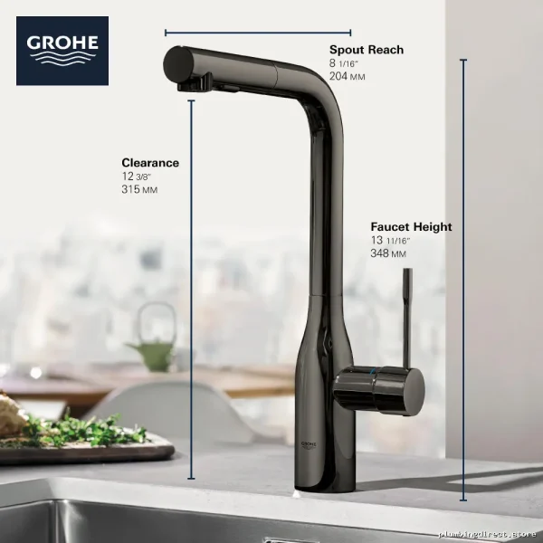 Grohe Pull-Out Spray Kitchen Faucet in Graphite Finish - Durable Design - Image 2