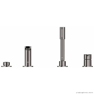 Grohe Graphite Roman Tub Faucet with 4-Hole Trim and Hand Shower