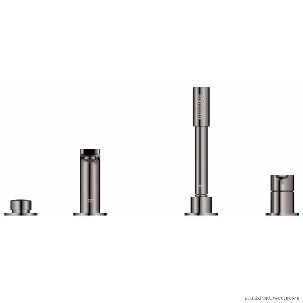 Grohe Graphite Roman Tub Faucet with 4-Hole Trim and Hand Shower