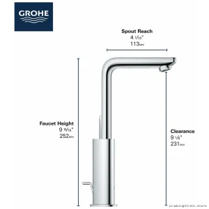 Grohe L-Size Chrome Single Hole Bathroom Faucet - Modern & Durable Design