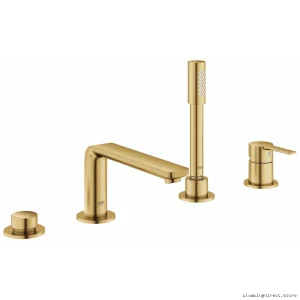 Grohe Lineare Roman Tub Filler Trim Kit (4-Hole) with Hand Shower - Brushed Cool Sunrise Finish - Model 19577GN1