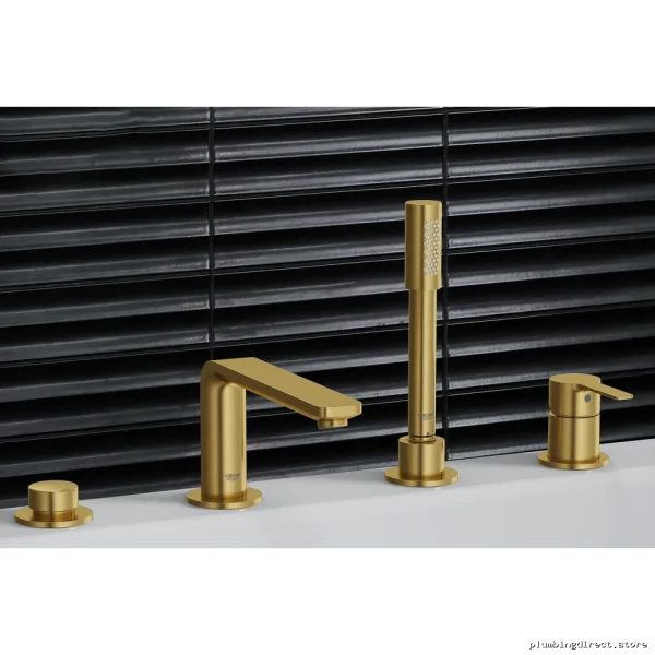 Grohe Lineare Roman Tub Filler Trim Kit (4-Hole) with Hand Shower - Brushed Cool Sunrise Finish - Model 19577GN1 - Image 5