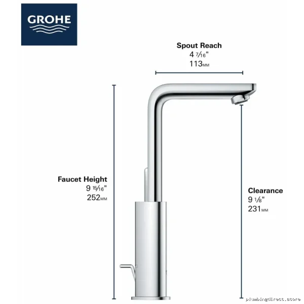 Grohe Lineare Modern Single-Hole Bathroom Faucet in Hard Graphite Finish - Image 2
