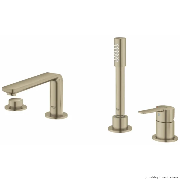Grohe Lineare 4-Hole Roman Tub Filler Trim with Handheld Shower in Brushed Nickel - Image 3