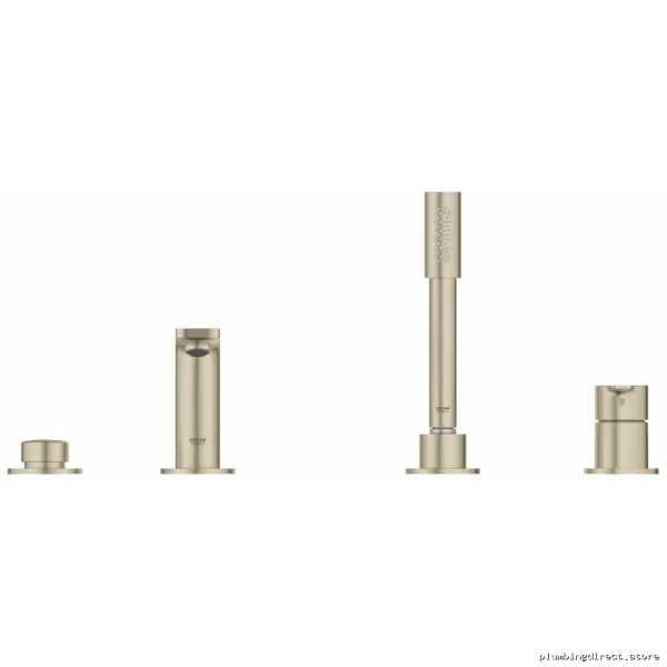 Grohe Lineare 4-Hole Roman Tub Filler Trim with Handheld Shower in Brushed Nickel