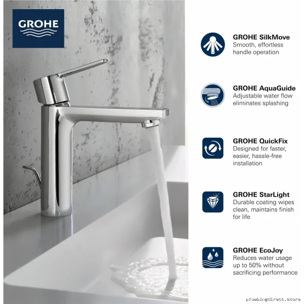 Grohe Matte Black Single Hole Bathroom Faucet Modern Design 23794243A - Image 4