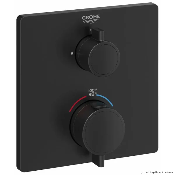 Grohe Matte Black Thermostatic Shower Valve Trim 241102430 - Image 2