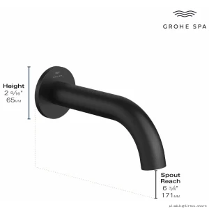 Grohe Matte Black Wall-Mount Tub Spout - Atrio Collection