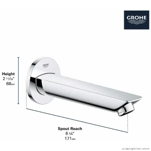 Grohe Chrome Tub Spout - Modern Bathroom Faucet with Durable Finish