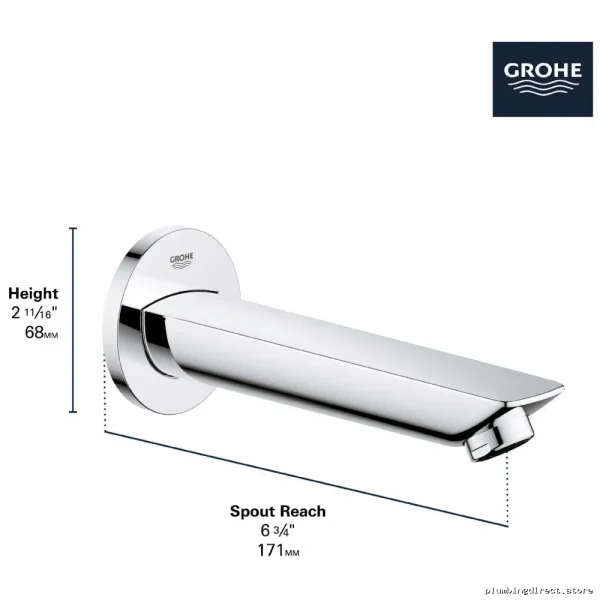 Grohe Chrome Tub Spout - Modern Bathroom Faucet with Durable Finish