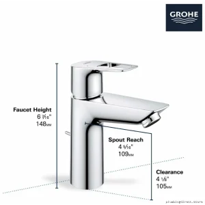 Grohe 23963001 Modern Single-Hole Bathroom Faucet, Chrome Finish, High-Quality Stainless Steel Faucets