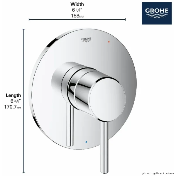 Grohe Pressure Balance Valve Trim Brushed Cool Sunrise 14468GN0 with Cartridge - Image 2
