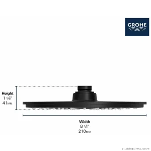 Grohe Rainshower Cosmopolitan Modern High Pressure Single Function Shower Head - Brushed Cool Sunrise Finish