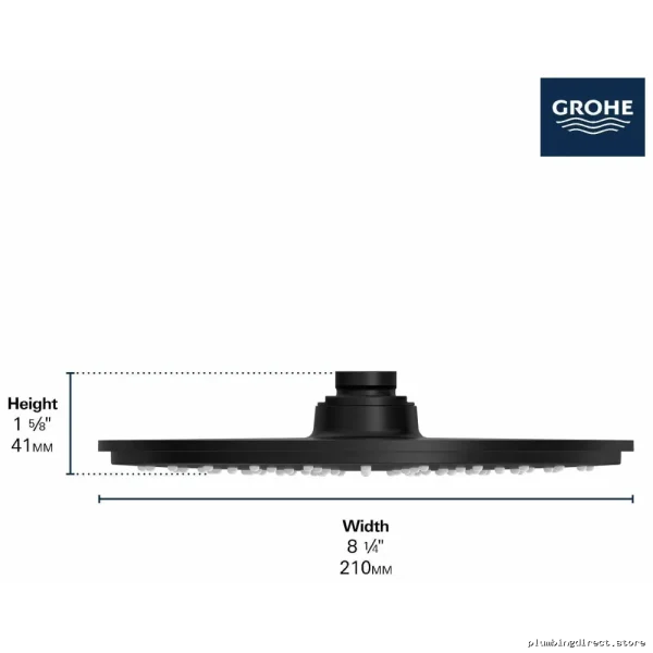 Grohe Rainshower Cosmopolitan Modern High Pressure Single Function Shower Head - Brushed Cool Sunrise Finish