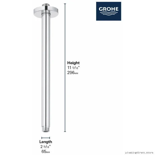 Grohe Model #Rainshover CEILING SHOWER ARM HARD GRAPHITE FINISH - Image 2