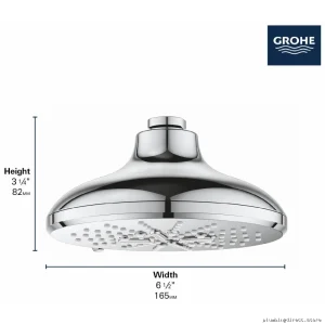 Rainshower SmartActive 3-Way Shower Head with Hard Graphite Finish - Grohe 26789A00