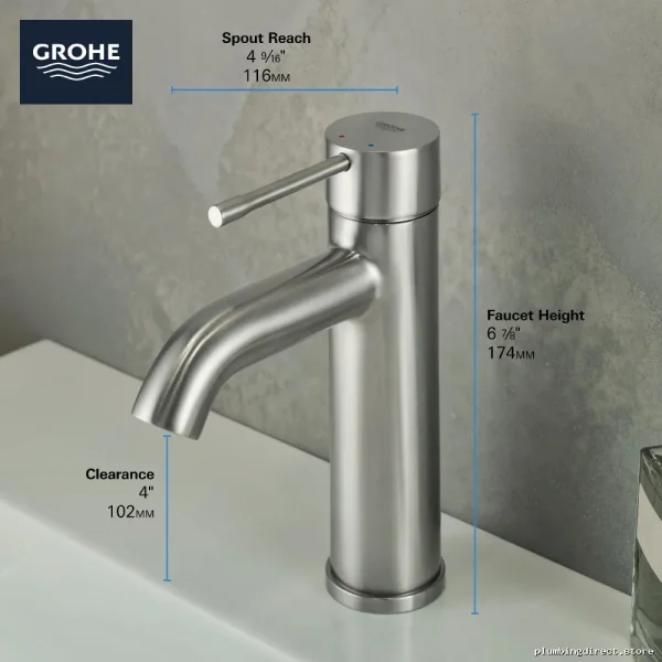Grohe Single Hole Bathroom Faucet for S-Size Chrome Finish - Model 2359200A