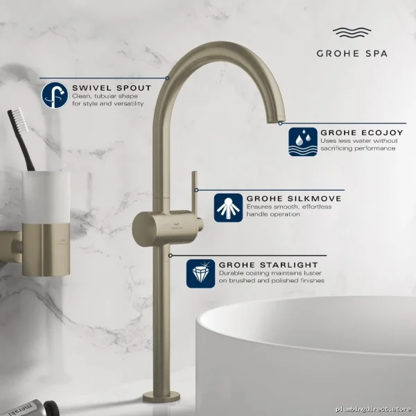 Grohe Single Hole Bathroom Faucet - Brushed Nickel 24352EN0 - Image 3