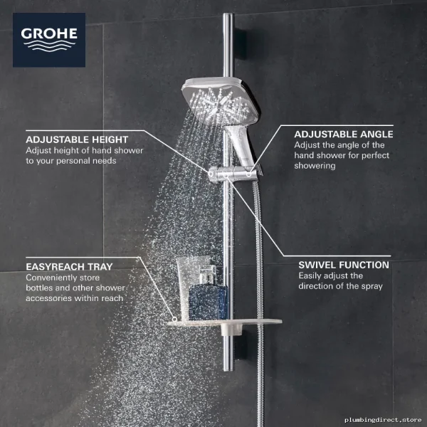 Grohe SmartActive 3-in-1 Function Hand Shower with Adjustable Spray Patterns, Hose & Slide Bar Kit - Brushed Nickel 26585EN0 - Image 2