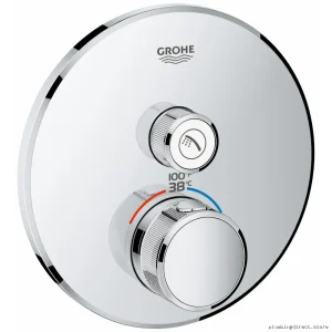 Grohe SmartControl Single Function Thermostat Valve Trim w/ Ctrl Module - Chrome