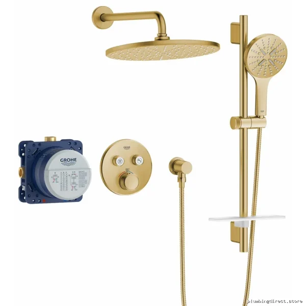 Grohe Rainshower SmartControl Thermostatic Shower System - Brushed Cool Sunrise 103070GN00 Rough-In Included